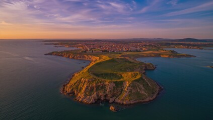 Sunset Aerial Perspective Coastal Peninsula