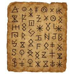 Obraz premium Ancient Symbols on Aged Paper with Intriguing Markings and Unique Designs