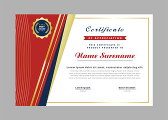A formal certificate of appreciation design with geometric elements and badge