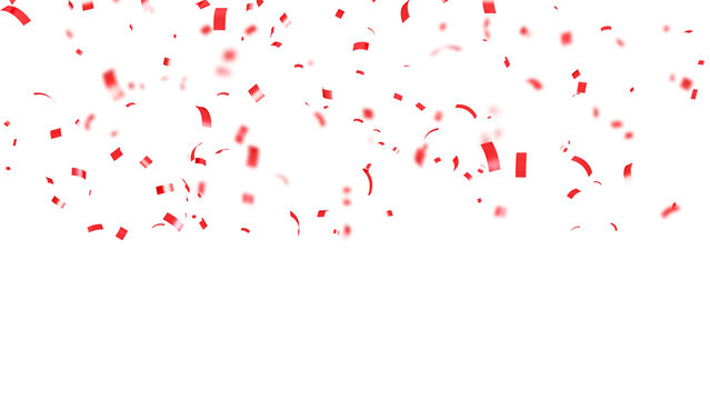 falling red confetti and streamers seamless pattern on transparent background

