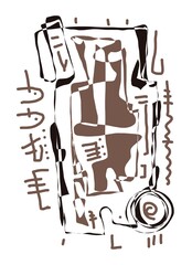 Minimal abstract image for printing. Picture for modern interiors. The picture is painted by hand on a tablet. © neurostructure