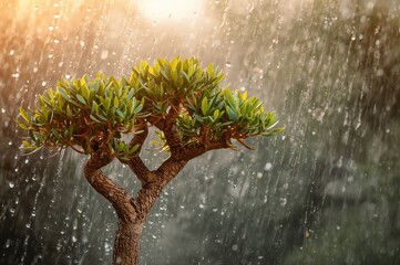 Droplets on Adenium Plant