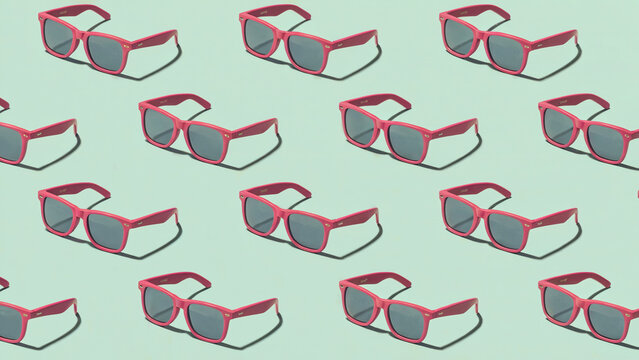 Pop Art Sunglasses Pattern on Mint Green Background