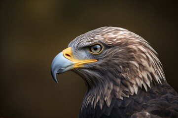 Fototapeta premium Close-up of a majestic eagle with a soft-focus backdrop. Strong bird of prey