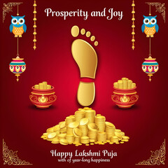 Happy Laxmi Puja and Dhanteras greeting card. 