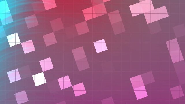 Abstracts Twirls Blink Square, Abstract animated background with a colorful grid and geometric shapes, looping seamlessly,  royalty free stock.