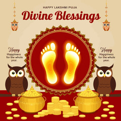 Happy Laxmi Puja and Dhanteras greeting card. 