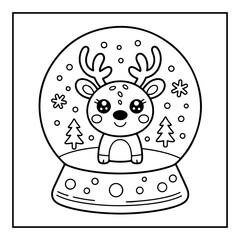 Cute Kawaii Christmas Coloring Book.
