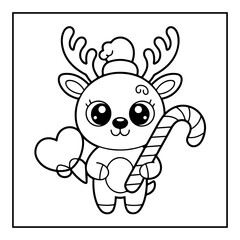 Cute Kawaii Christmas Coloring Book.