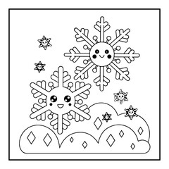 Cute Kawaii Christmas Coloring Book.
