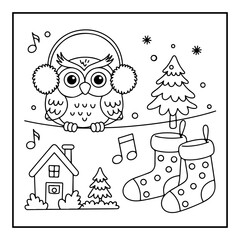 Cute Kawaii Christmas Coloring Book.