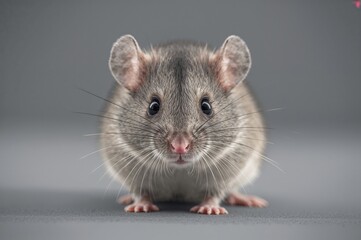 Close-up of a grey mouse against a matching grey backdrop