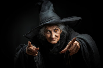 Halloween background with old witch.	 