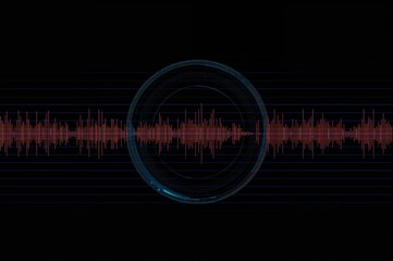 Circular voice signal components with audio equalizer and pulse music visuals, sound waves and vocal elements.