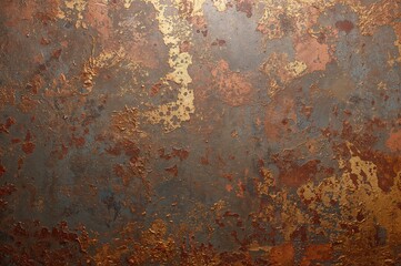 Copper surface with aged and weathered patina - rustic gold appearance