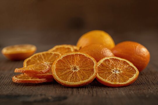 Sliced citrus fruits including tangerines, oranges, and grapefruit