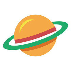 Cartoon planet with rings vector illustration space exploration concept