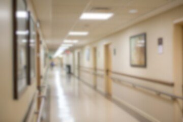 Softly Blurred Hospital Hallway with Calm Neutral Tones