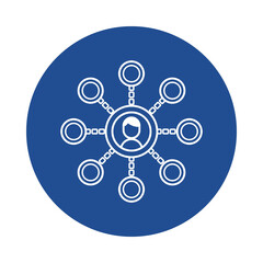 Centralized network connection with a person icon at its core