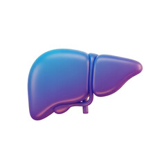 3d human liver organ icon isolated on transparent background