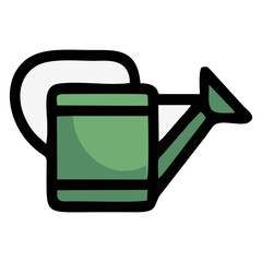 Green Watering Can with Black Outline in Simple Hand drawn Style