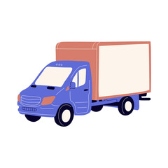 Blue delivery truck with a large cargo box for shipping and logistics