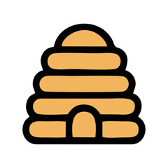 Stylized Cartoon Beehive Illustration with Amber Hue and Bold Outlines