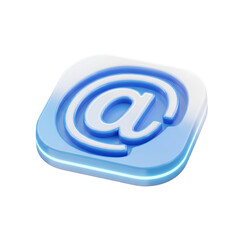 Fototapeta premium 3d render of a blue and white at symbol icon, isolated on transparent background