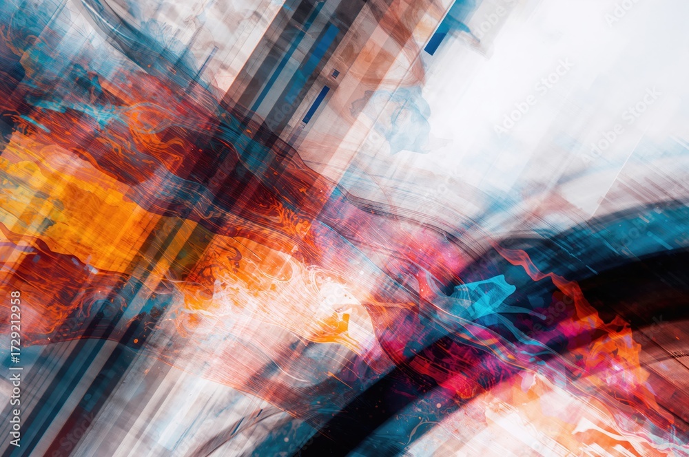 Wall mural vibrant streaks creating a dynamic abstract texture with light and dark lines on a white backdrop