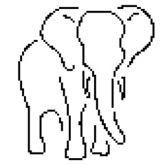 elephant pixel icon, 8-bit. Isolated vector illustration.