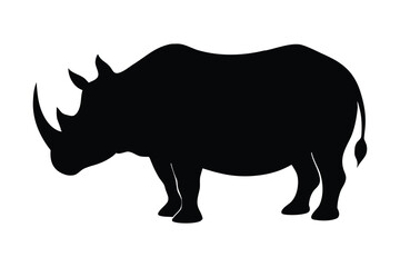 Rhino Silhouette Isolated on White Background for Design Elements