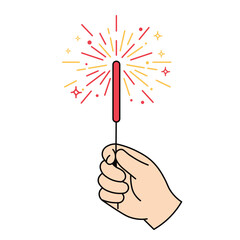Sparkler firework stick glowing in flat cute style. Perfect for New Year parties, Christmas celebrations, and festive holiday season projects.