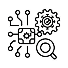 Digital technology and scientific research iconography representing innovation and analysis