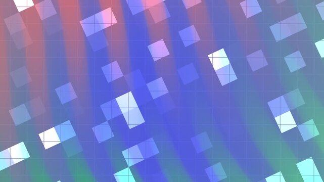 Abstracts Twirls Blink Square, Abstract animated background with colorful geometric shapes and a grid pattern moving diagonally,  Video Stock royalty.