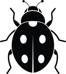 Black silhouette of a ladybug with white spots on a white background insect beetle