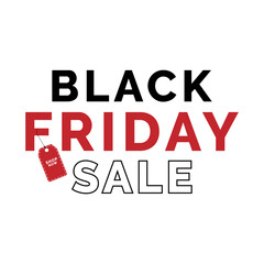 Vector art of black friday sale promotional banner with a red price tag, featuring the words black friday in bold letters