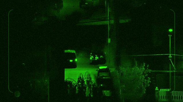 Police Tracking Vehicle Arriving, SWAT Team, Surveillance