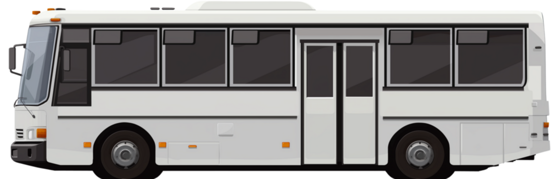 white bus vector flat icon illustration on a white background, simple design with bold lines, flat colors, side view, no shadows or gradients, simple shapes, minimalistic style, side profile