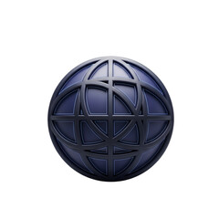 Dark blue globe icon with grid pattern, isolated on transparent background