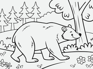Bear Coloring Pages for Toddlers and Kids art illustration for a children's coloring book