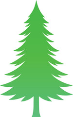 Green Gradient Silhouette of a Pine Tree on White Background Keywords: tree, pine, fir, evergreen, conifer, nature, forest, woods, plant, flora, silhouette, icon, symbol, graphic, design, element