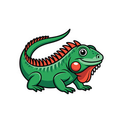 Green Iguana Cartoon Vector – Cute Lizard Reptile Illustration