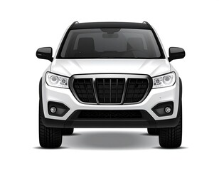 Front view of a white SUV.  Modern design