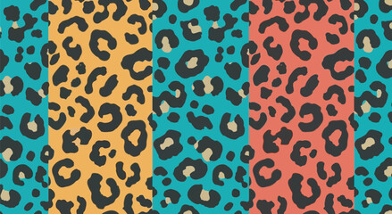Set of Leopard Print Seamless Pattern &ndash; Vector Animal Skin Design for Fabric, Fashion, and Textile