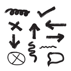 Hand drawn arrows and symbols isolated on white background for creative designs and artistic presentations with unique style