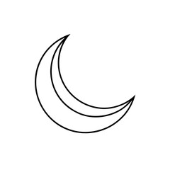 Crescent moon shape with black outline art silhouette