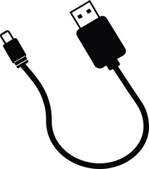 Minimalist usb charging cable illustration for technology and connectivity