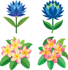 Set of floral elements. Romantic flower collection with flowers, twigs, leaves, herbs and berries. Vector design isolated on white background.
