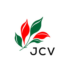 Modern Abstract Leaf Logo Design – JCV Later Logo, Red and Green Nature-Inspired Brand Icon
