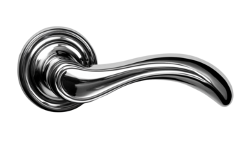 Contemporary door handle with minimal key design isolated on transparent background